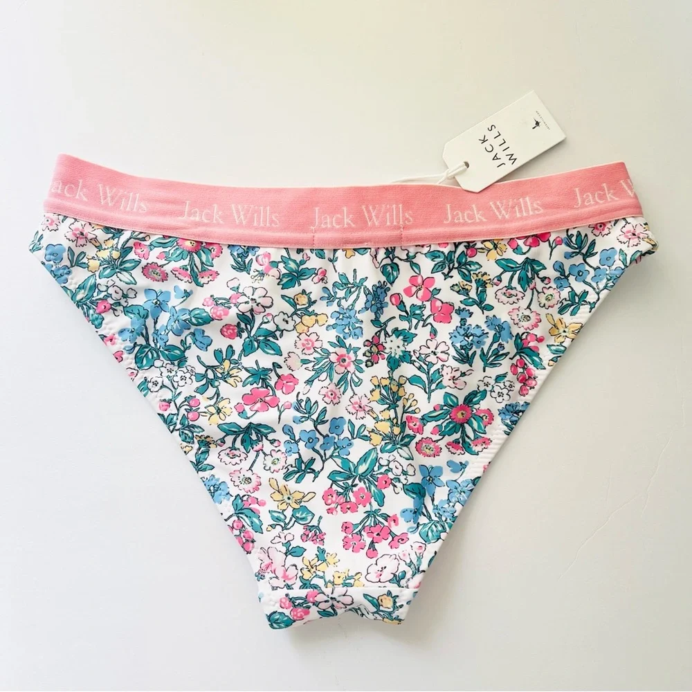 Jack Wills NWT White Pink Floral Canterton Swim Bikini Bottom